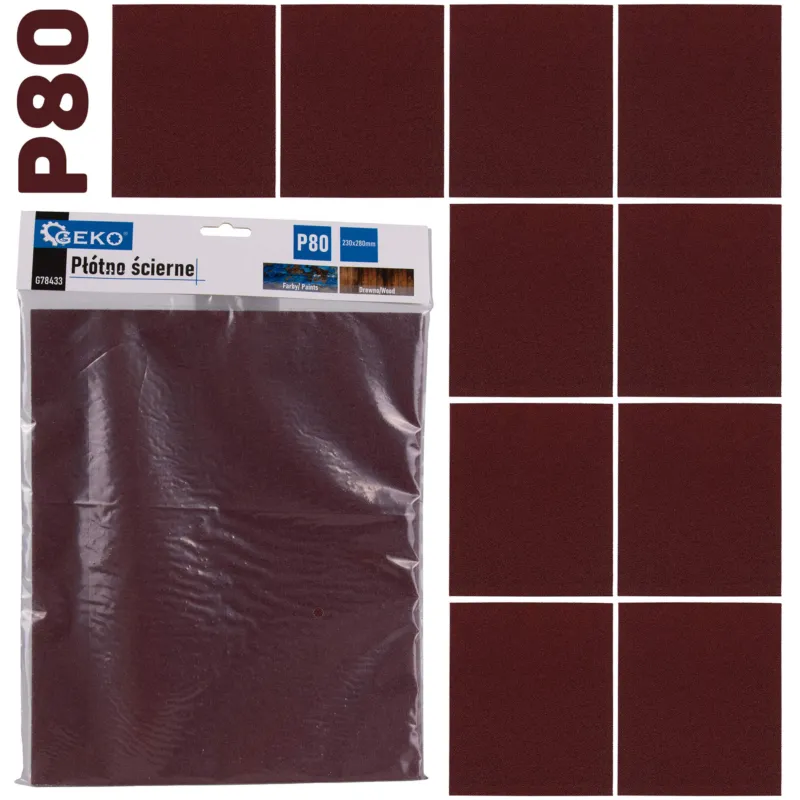 Płótno Ścierne – Arkusz 230X280Mm P80 G78433 Geko Darmowy zwrot
