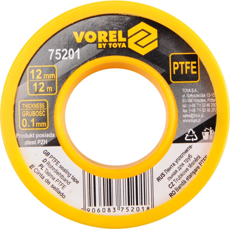 Wyjątkowa oferta TAŚMA PTFE 12Mx12MMx0.1MM VOREL 75201