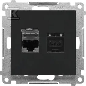 Zniżka Gniazdo komputerowe podwójne RJ45 kategoria 6, z przesłoną