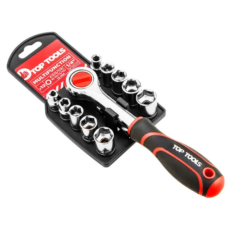 Dodaj do koszyka Zestaw kluczy nasadowych 1/4" 12 szt. 38D147 TOP TOOLS