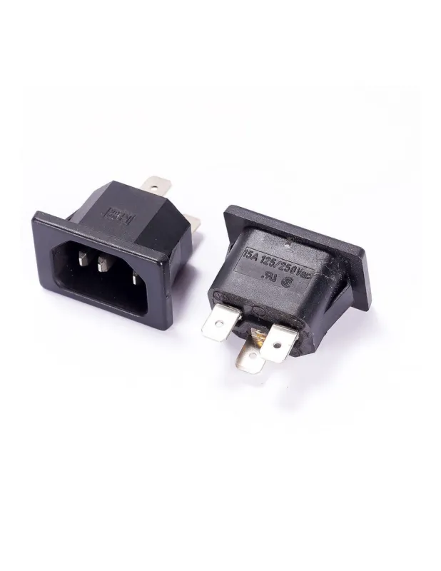 Zamów dziś Gniazdo męskie złącza zasilania IEC, 15A 125/250V AC, KEMA-KEUR